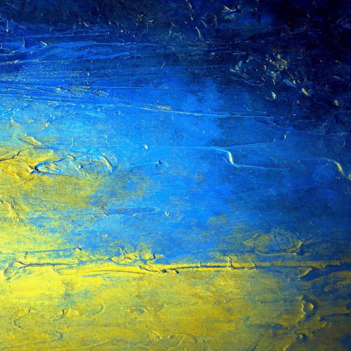 Blue and yellow art wall decor