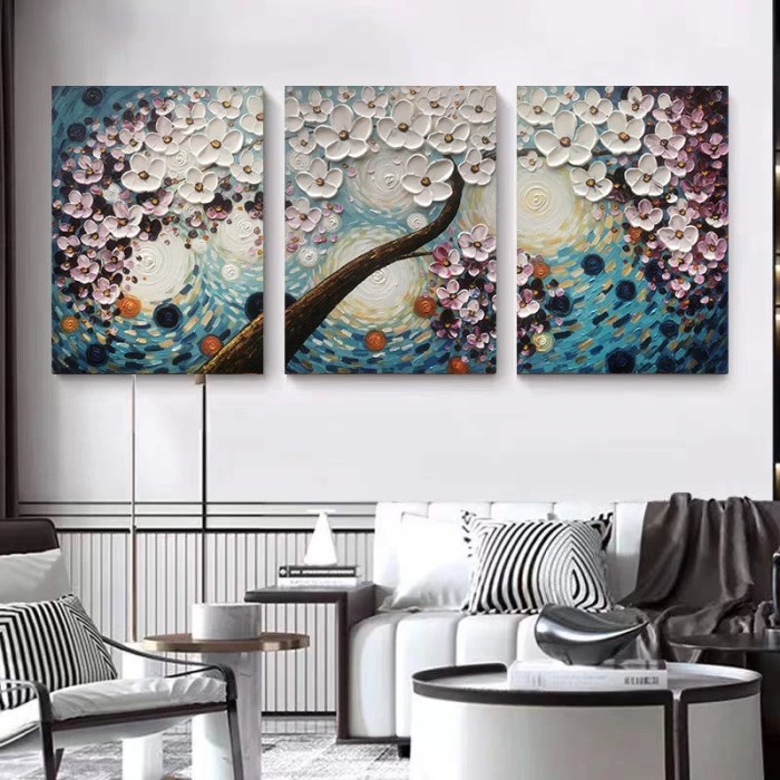 Wall piece canvas panel three triptych groupon popular tree ideas regarding arts recent wave most crystal panels bernardbeneito designs views